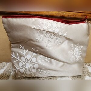 CLARINS SATIN PLUSH ZIPPERED COSMETIC CASE